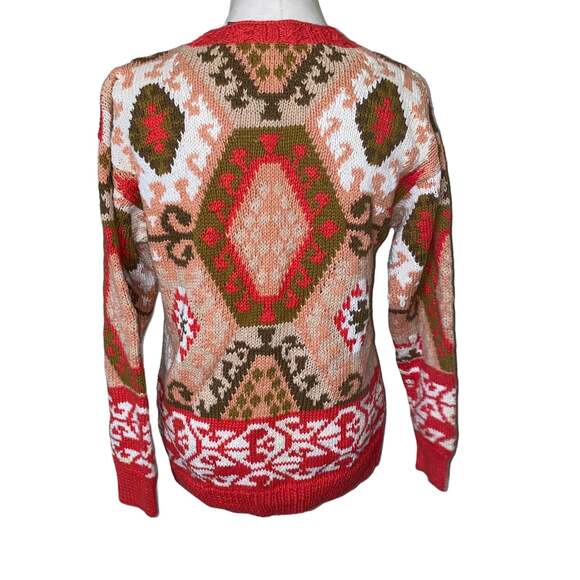 French Navy Vintage Grandpa Sweater Knit Fair Isle Pullover Crewneck size small - Picture 2 of 4